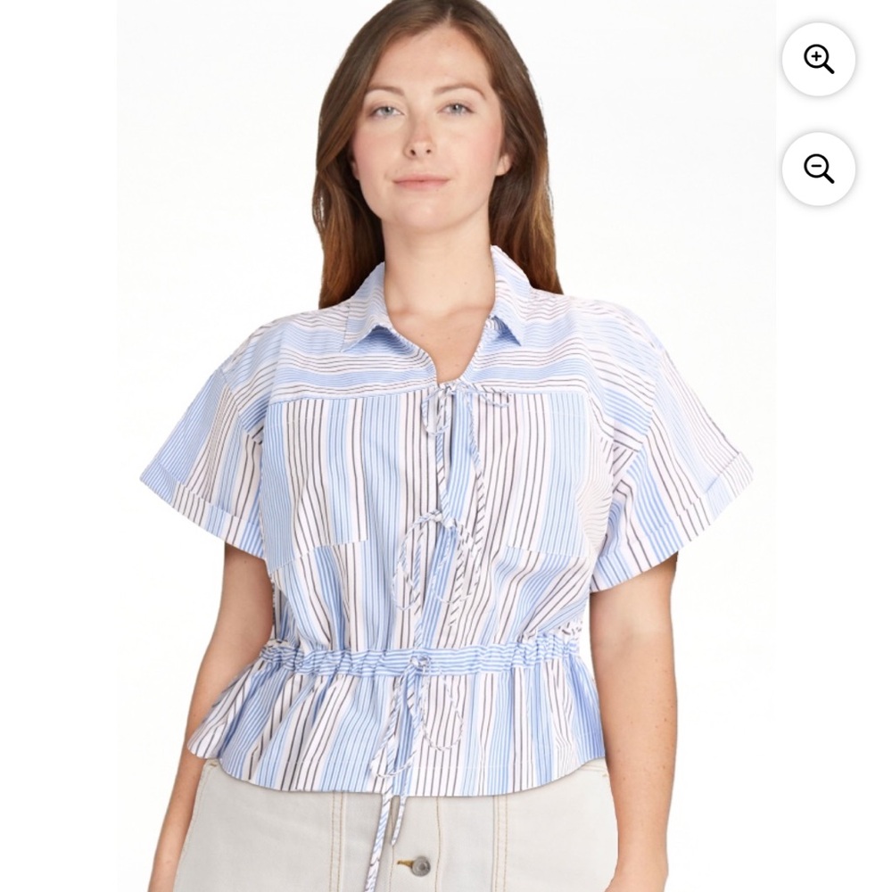 Free Assembly Bow Front Cotton Utility Shirt